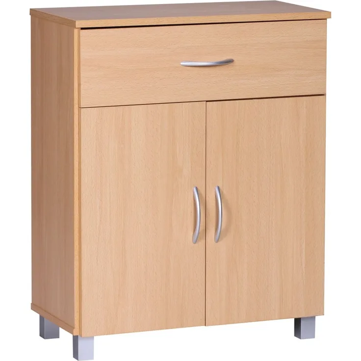 Wohnling Sideboard Buche WL1-335 60x75x30cm Schublade Türen Modern Braun Holz Schrank