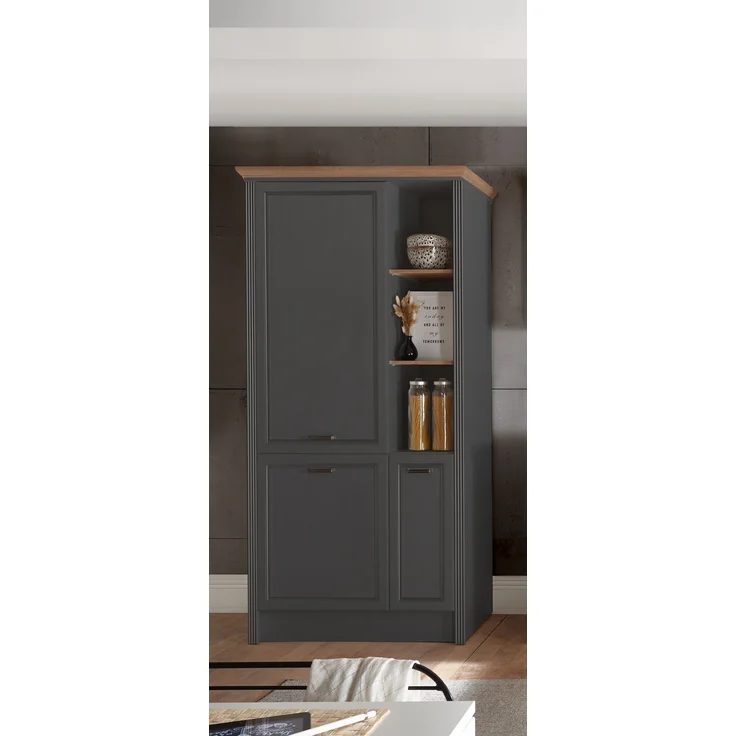 JASMIN Moderner Einbauschrank für Kühlschrank in Graphit, Artisan Eiche Optik - Geräumiger Hochschrank Küchenschrank mit viel Stauraum - 104 x 216,5 x 61 cm (B/H/T) – Bild 1