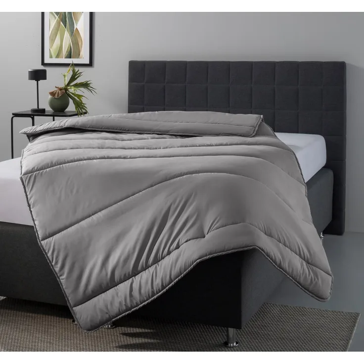 OTTO home Microfaserbettdecke Clarra, Bettdecke 135x200 cm, 155x220 cm, 200x200 cm, Füllung: Polyester, Bezug: Polyester, Bettdecken in grau, Sommer, Winter, 4 Jahreszeiten, Decke