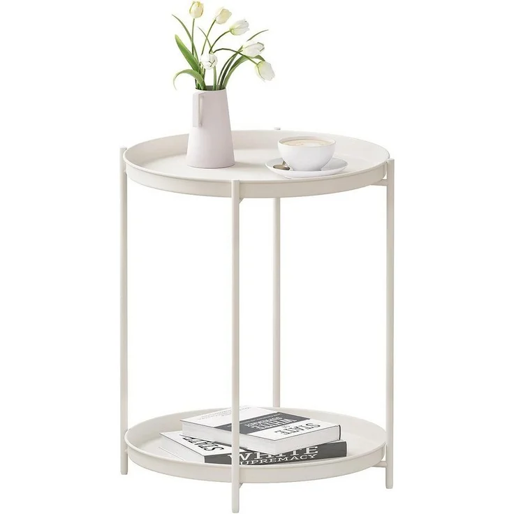 Woltu Beistelltisch (1-St), mit Stauraum, 2 abnehmbare Tabletts, rund, aus Metall – Bild 5