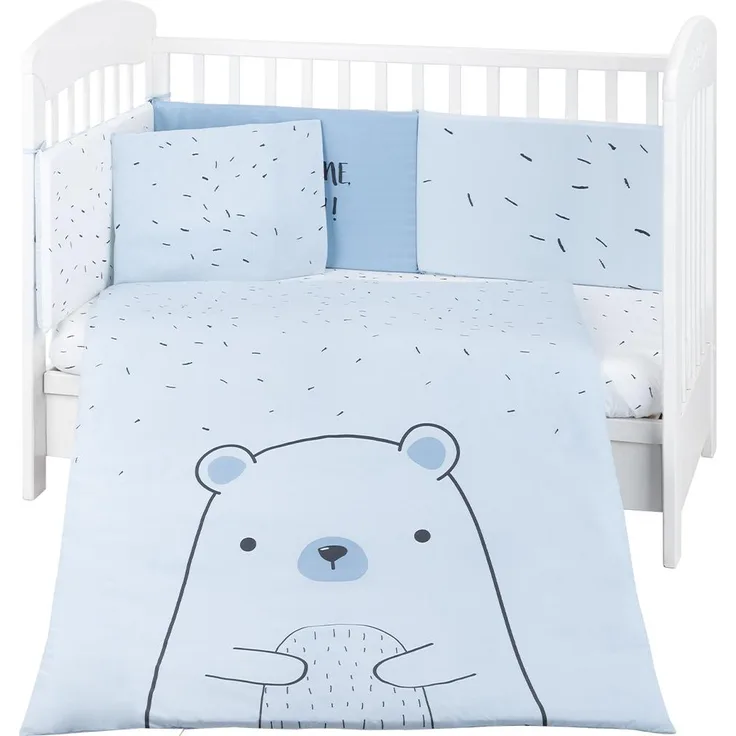 Kikkaboo Kinderbettwäsche Bär 6tlg. Decke 135x95 Kissen 45x35 Laken 140x70 blau