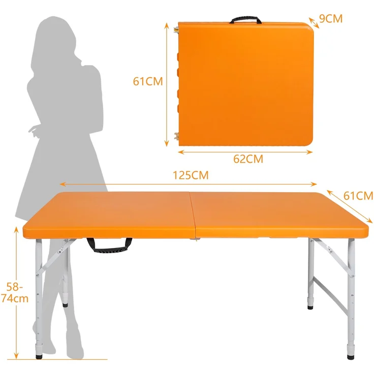 Abrihome Gartentisch 25 cm höhenverstellbar mit 135 kg Tragkraft, Orange, 74x61x125 cm – Bild 7