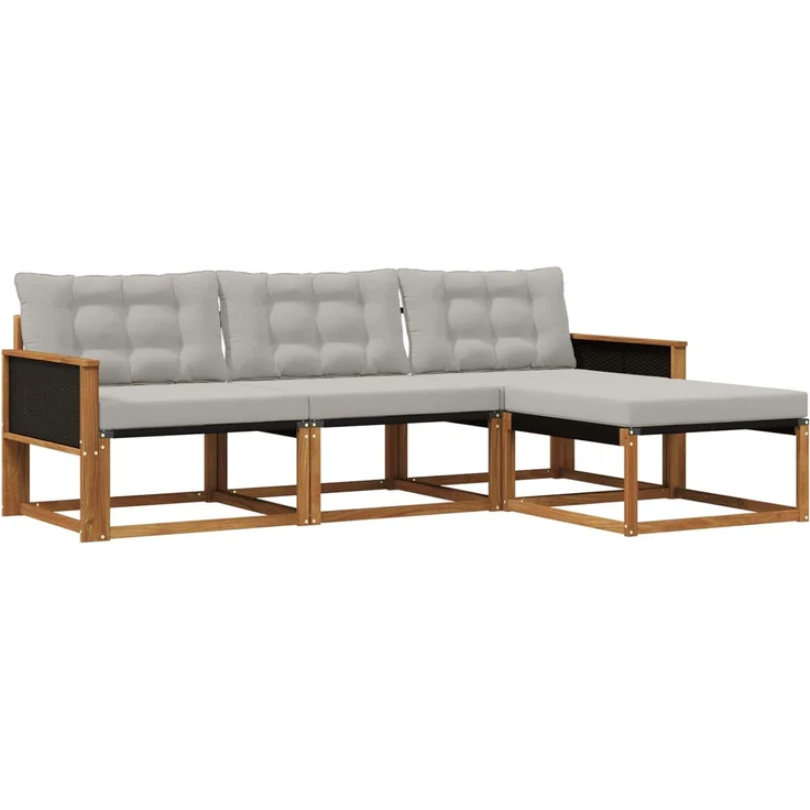 vidaXL Outdoor-Sofagarnitur 4 stk. 4-Sitzer Natur und Hellgrau 3381335 – Bild 2