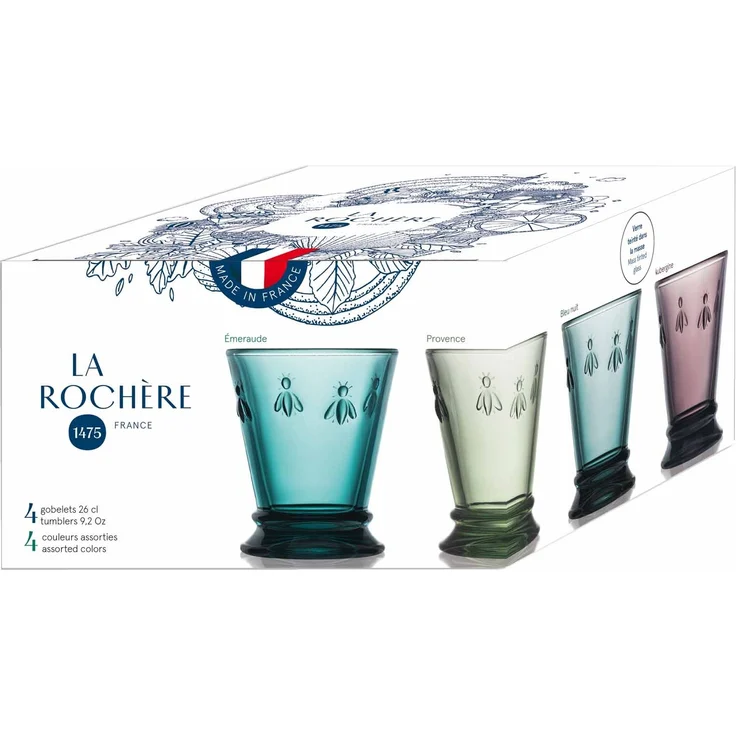 La Rochère Biene Abeille Wasserglas 260 ml 4er Set farbig – Bild 3