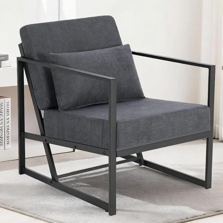 Sessel Polstersessel Cocktailsessel Eisengestell 1 Sitze Dunkelgrau