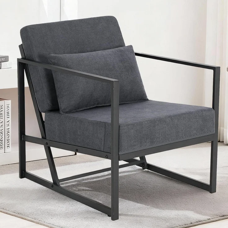 Sessel Polstersessel Cocktailsessel Eisengestell 1 Sitze Dunkelgrau – Bild 1
