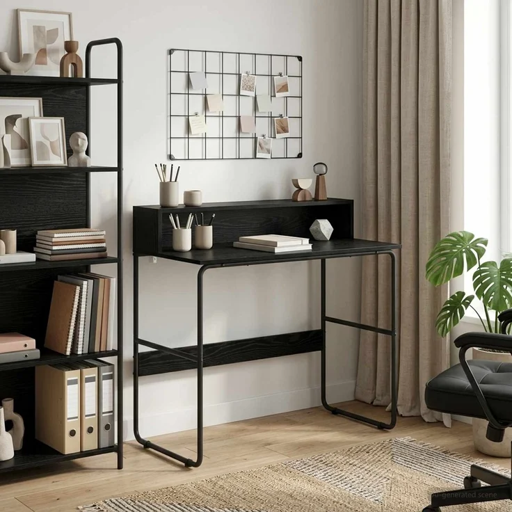 vidaXL Schreibtisch mit Stauraum Schwarz Eichen-Optik 100 x 50 x 91 cm 8008026 – Bild 1