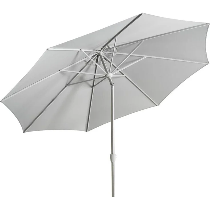Sonnenschirm Abriola von Brafab, aus Aluminium und Polyester, neigbar, rund, grau, Ø 330 cm