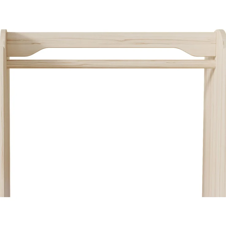 Kindergarderobe mit Sitzbank, Kleiderstange & vier offenen Regalen, aus Kiefer + E1-MDF, Natur, Kinderzimmer Aufbewahrungsschrank, Maße H110 × T39 × B110 cm – Bild 9