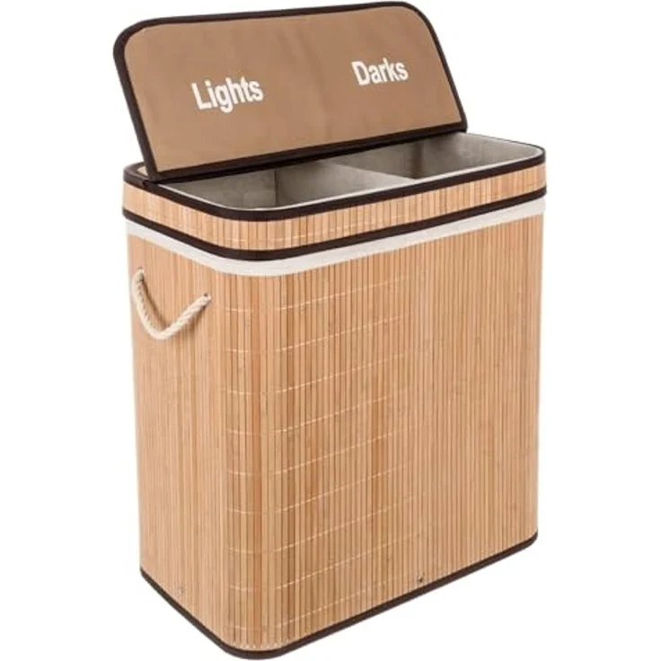 Ruhhy Wäschekorb Wäschesortierer Zweikammer (Spar-Set, 1 St, praktisch organisiert), Zwei Fächer, 100 Liter – Bild 1