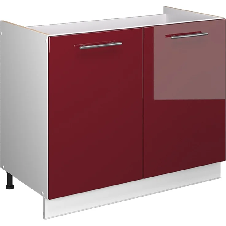 Spülenunterschrank Fame-Line Bordeaux Hochglanz/Weiß 100 cm ohne Arbeitsplatte Vicco – Bild 1