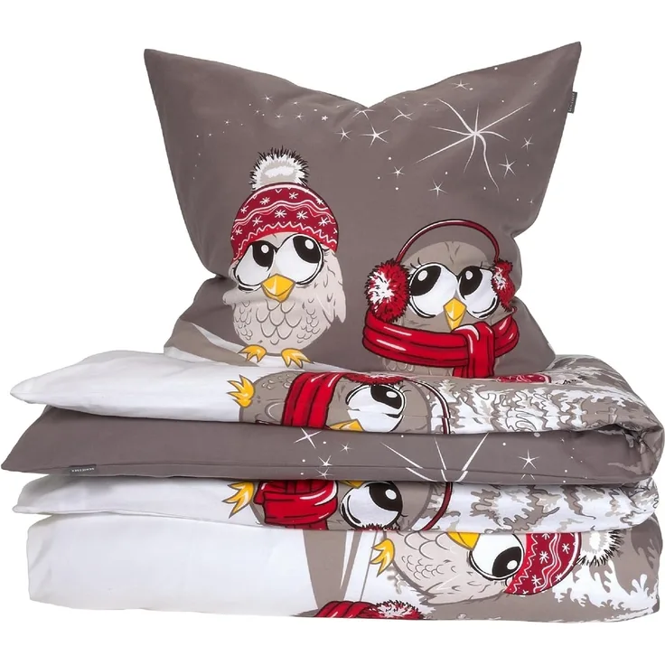 Schiesser Bettwäscheset Olsona - Feinbiber - 2-teilig - 135 x 200 cm - Grau
