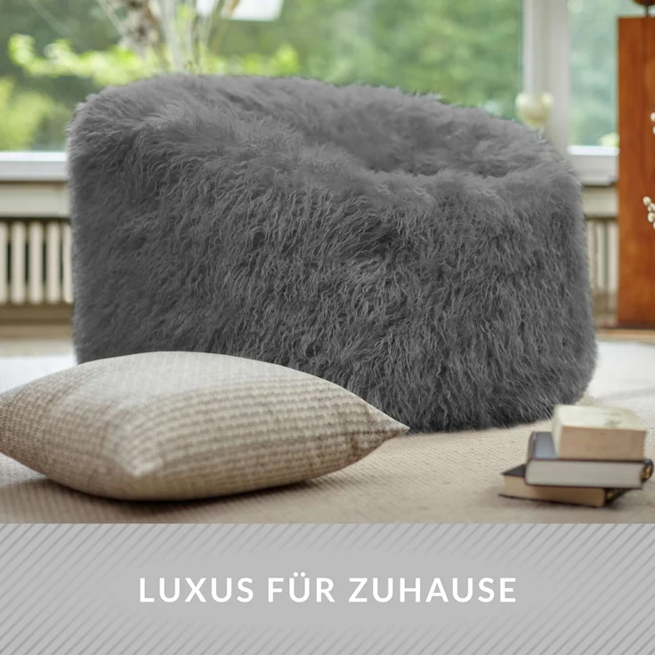 Green Bean® Sitzsack Fellotpik mit Füllmaterial (EPS Perlen) - Indoor Maße ca 100 x 55 cm - Bean Bag - Grau – Bild 6