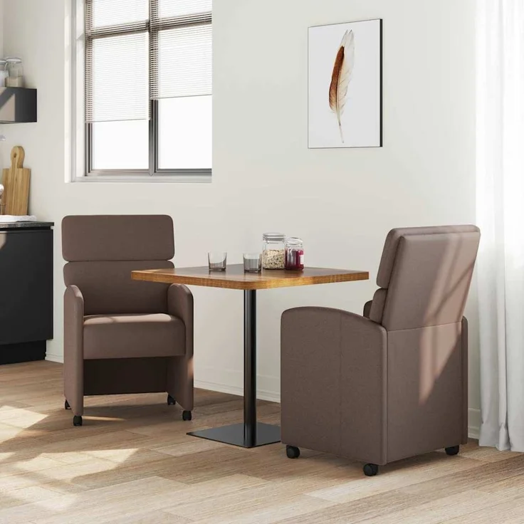 vidaXL Esszimmerstühle mit Rollen 2 pcs Braun 58 x 65 x 98 cm 42017885 – Bild 2
