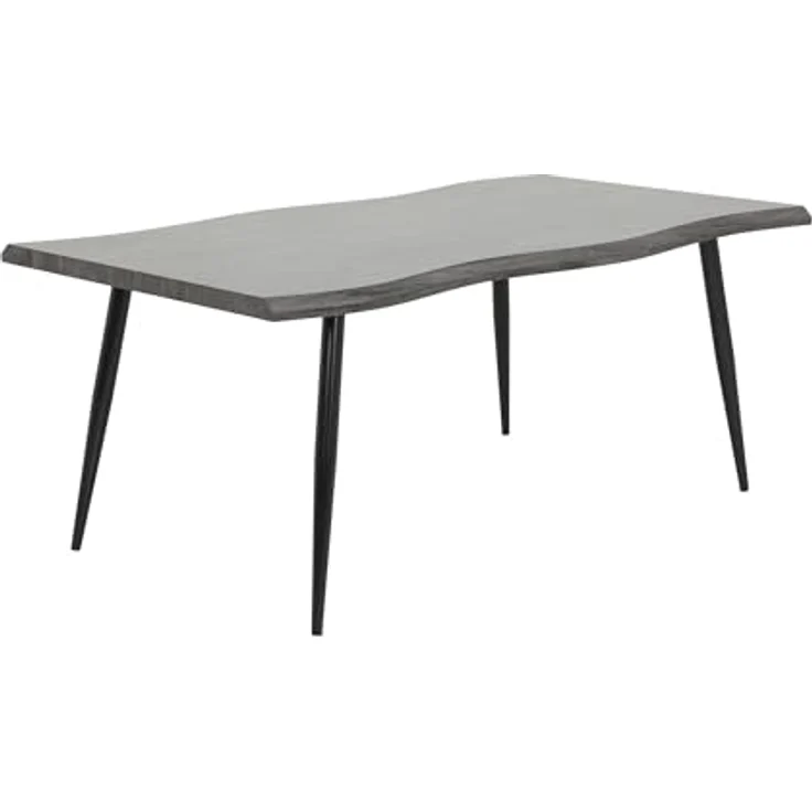 Hela Tische, Esstisch Gabi, Tischplatte 46mm mit Baumkantenoptik Grau, Metallgestell Schwarz, 180x100 cm – Bild 2