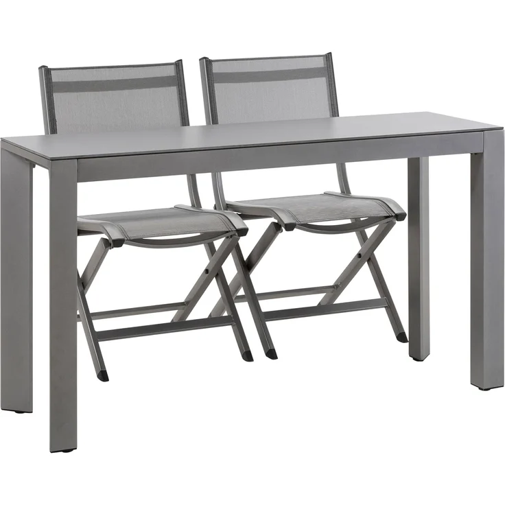 Dehner Gartentisch Chicago, 133.5 x 75 x 42 cm, Aluminium / Stein, schmaler Balkontisch mit bis zu 6 Sitzplätzen – Bild 3