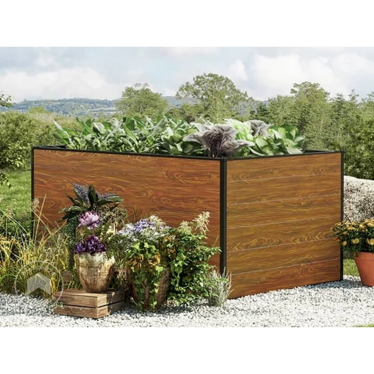 GFP Hochbeet Kräuter-Gemüse-Beet Aluminium CHRISTINA - 150x99x77cm - Holzoptik – Bild 1