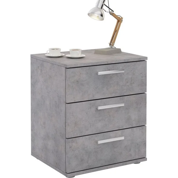 CARO-Möbel Nachttisch Mariella für Boxspringbett, moderner Nachtschrank Nachtkommode in Betonoptik, mit 3 Schubladen