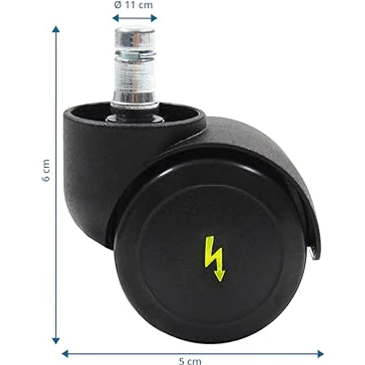 hjh OFFICE 619045 5x Elektrisch leitfähige Rollen 11x50 mm Bürostuhl Rollen für harte Böden | Vermeidung von statischer Aufladung – Bild 4