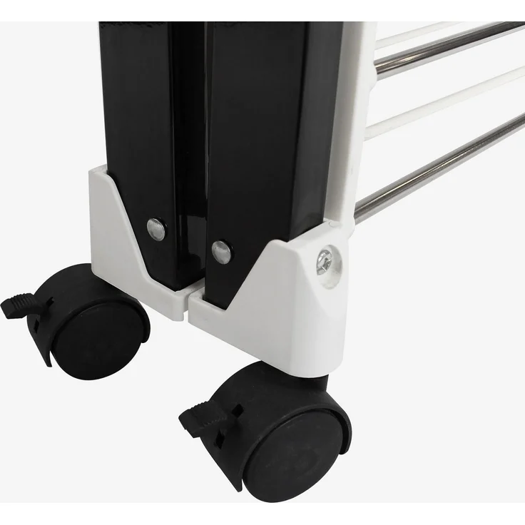 Todeco - Klappbarer Kleiderbügel, Klappbarer Wäscheständer - Material: Edelstahl - Größe der großen klappbaren Seitengitter: 49,0 x 43,2 cm (x 4 Teile) - 174 x 105 x 84 cm, Schwarz/Weiß – Bild 5