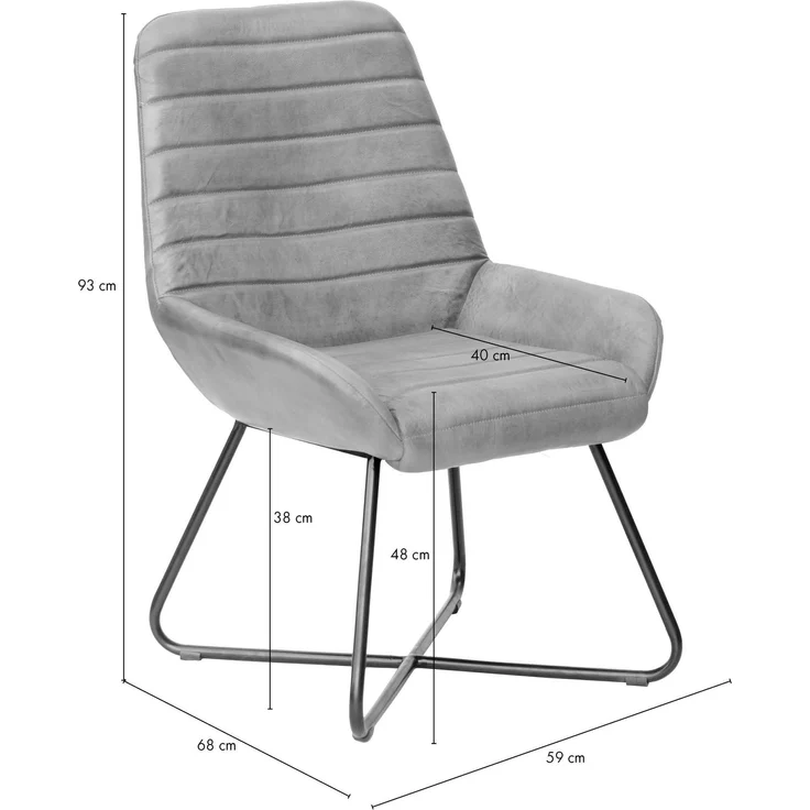 Stuhl Echtleder 59x68x93 blau IRON LABEL #15 – Bild 10