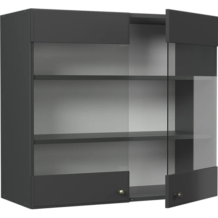 Küchenglasschrank Fame-Line Anthrazit-Gold Landhaus 80 cm Vicco – Bild 4