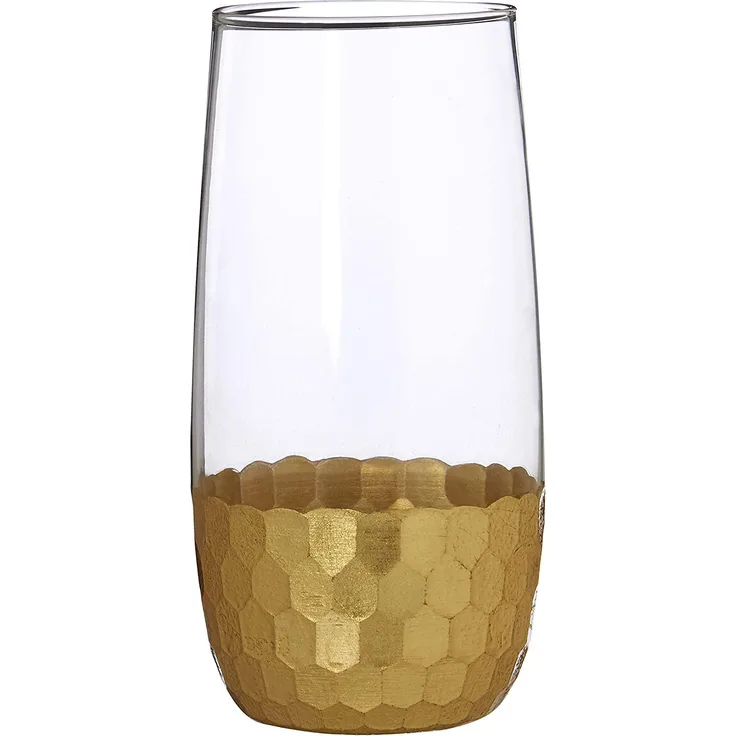Premier Housewares vastrid High Ball Gläser, Gold, 7 x 7 x 15 cm, 4 Stück