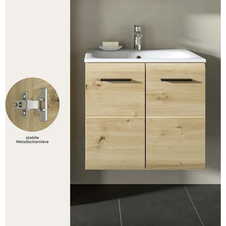 Waschtisch inkl. Waschbecken (B/H/T: 60x55x46 cm) in Artisan Oak Nachbildung und Artisan Oak Nachbildung – Bild 7
