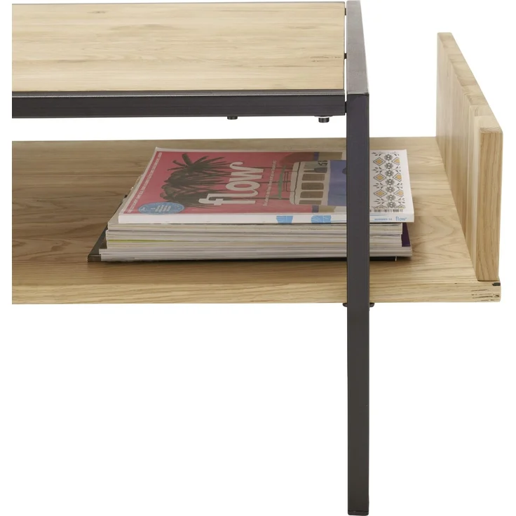 Couchtisch >Marlon< in Eiche und schwarz, Eiche und Metall - 110x40x60cm (BxHxT) – Bild 3