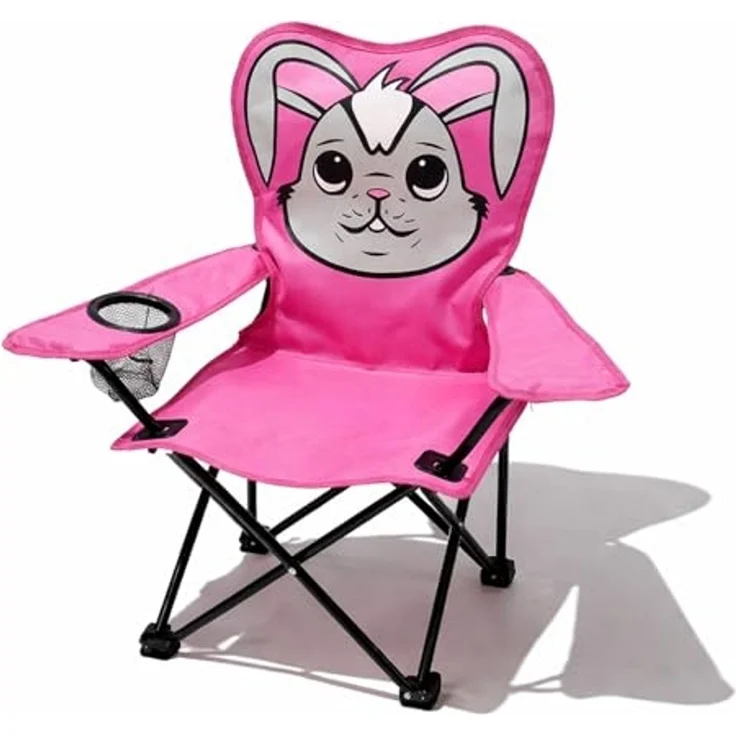 Kinder Anglersessel Pink mit Getränkehalter und Tasche Motiv Hase – Bild 1