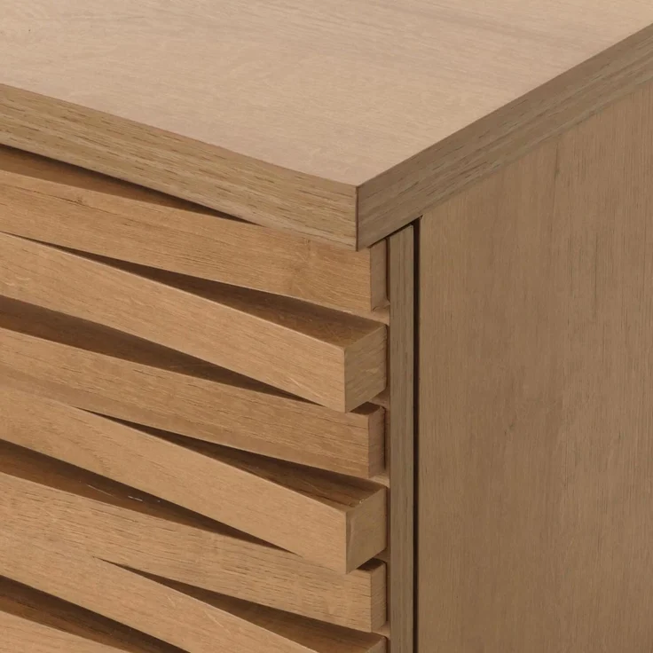 Kommode HWC-M49, Schrank Sideboard Highboard, 3D-Design Staufächer, MDF Metall 85x95x45cm ~ natur – Bild 5
