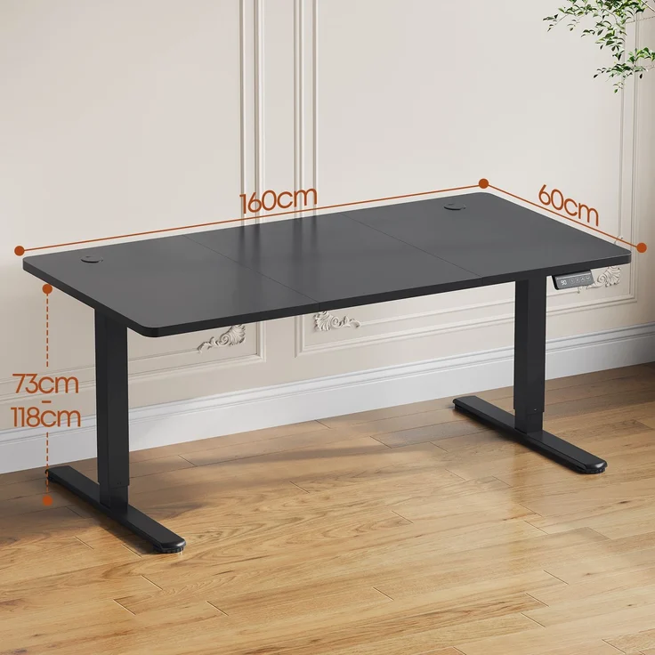 Devoko Hohenverstellbarer Schreibtisch Holzwerkstoff Metall Schwarz 160 x 60 x 73-118 cm – Bild 8