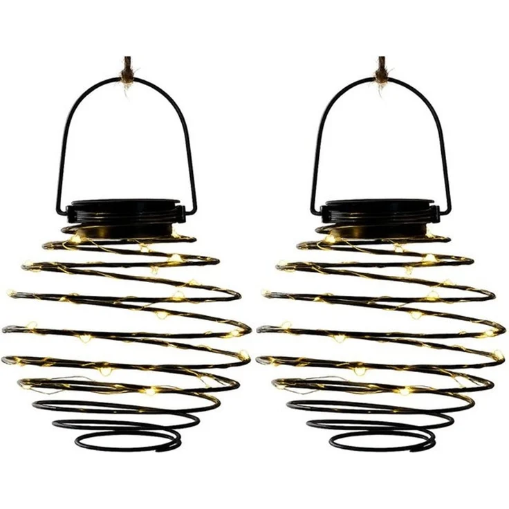 Expo Börse LED Solarleuchte, LED-Leuchtmittel fest verbaut, Warmweiß, LED Solarleuchte Bienennest Solarlampe Spirale anthrazit Außenleuchte – Bild 4