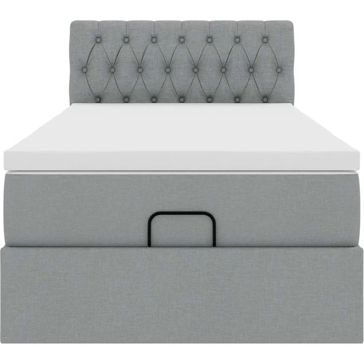 vidaXL Ottoman-Bett mit Matratze Hellgrau 100x200 cm Stoff 3311518 – Bild 6