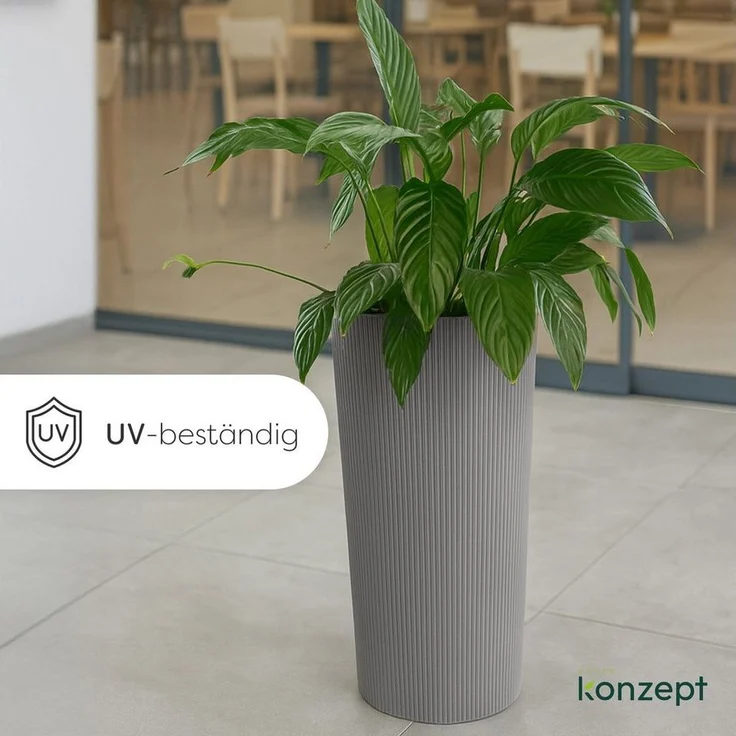 KONZEPT Blumentopf Hoch mit Einsatz, Rillenstruktur, für Garten, Balkon, für Außenbereich, wetterfest, UV-beständig – Bild 3