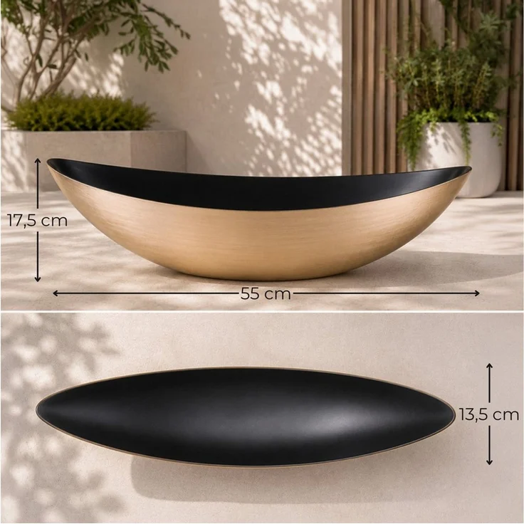 matches21 HOME & HOBBY Blumentopf Große Pflanzschalen 2er oval 55 cm Dekoschalen Champagner-Gold (2 St), Wetterfeste Blumen-Schale als draussen Gartendeko, Grabschmuck – Bild 2