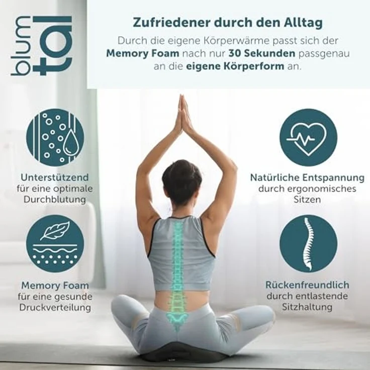 Blumtal Sitzkissen Ergonomisches Sitzkissen, Hämorrhoiden Sitzkissen, ideal für Büro & Auto – Bild 2