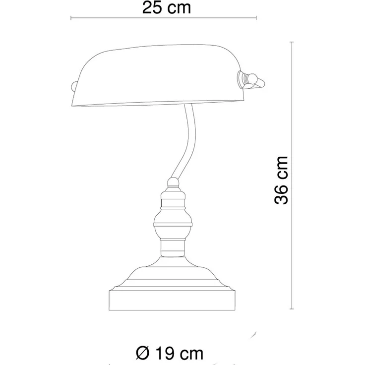 Retro LED Schreibtischleuchte Messing mit Glasschirm Grün, Höhe 36cm – Bild 4