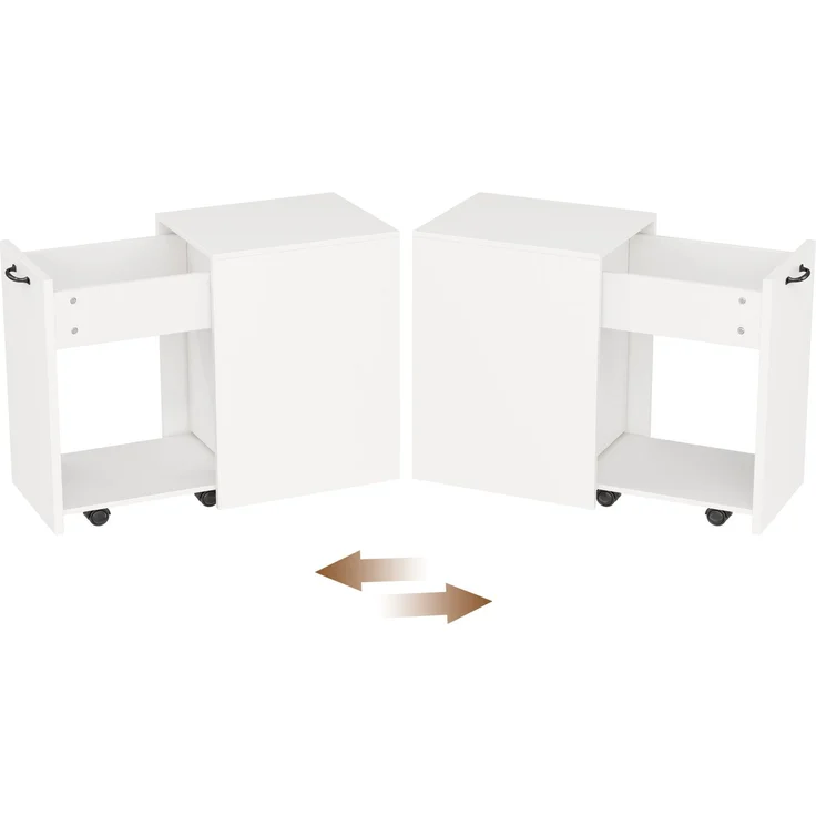 Rollcontainer aus Spanplatte mit Schublade & offenem Fach, 35x40x70 cm, Weiß – Bild 6