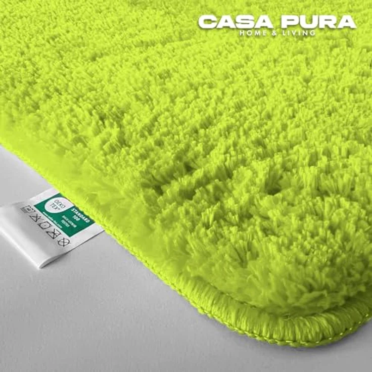 casa pura Badematte Shaggy, weicher rutschfester Duschvorleger aus Mikrofaser, waschbar 50 x 60 cm, Limone Sky Soft – Bild 2