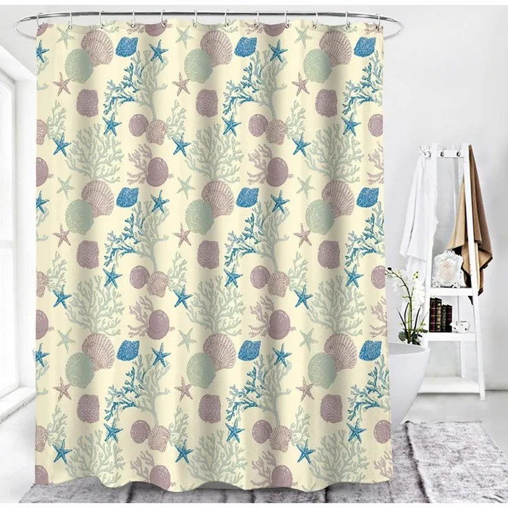 Euroshowers GmbH Duschvorhang Meeresmotiv 180 × 200 cm Polyester mit 12 Ringen Breite 180 cm