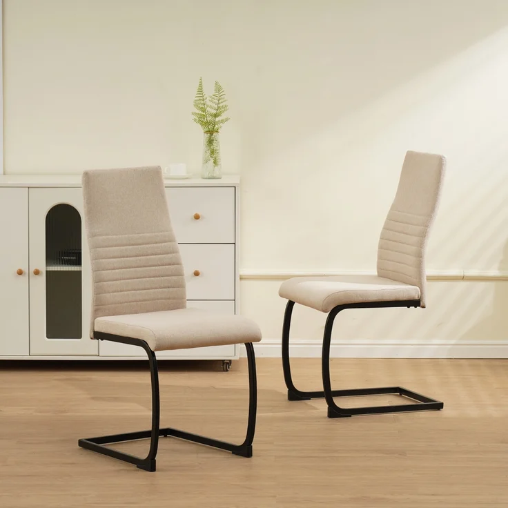 ALBATROS Freischwinger Stuhl TURANO 4er Set, Beige- Esszimmerstuhl Schwingstuhl mit Modernem Design, Stoff-Bezug, Dicke Polsterung - Küchenstuhl, Polster-Stuhl Esszimmer, Esstisch Stuhl – Bild 2