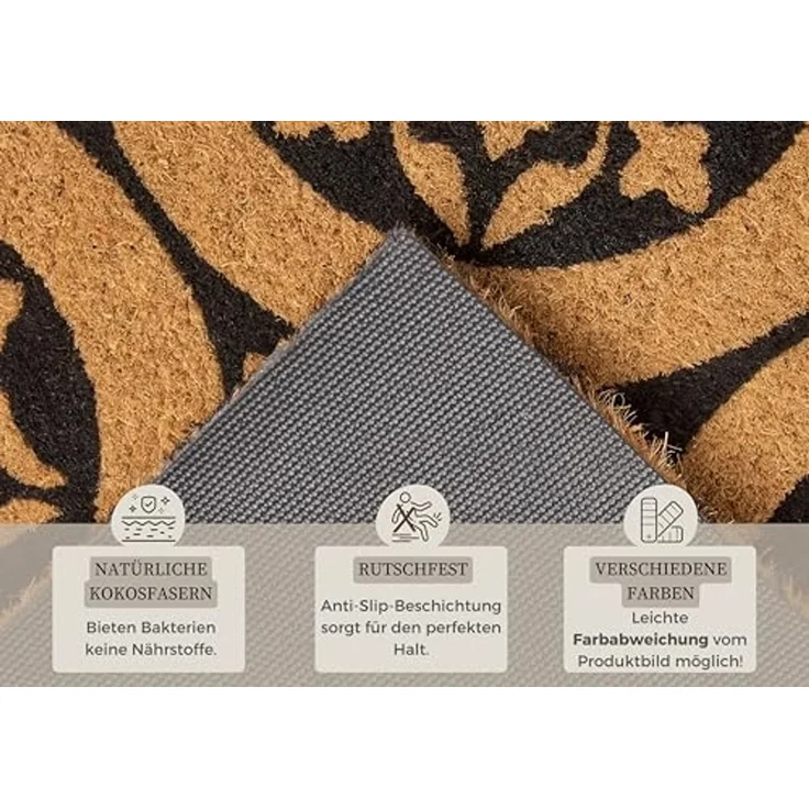 HANSE Home Fußmatte Ornaments, Türmatte, rechteckig, Höhe: 15 mm, Kokos, Schmutzfangmatte, Outdoor, Rutschfest, Innen, Kokosmatte, Flur – Bild 4