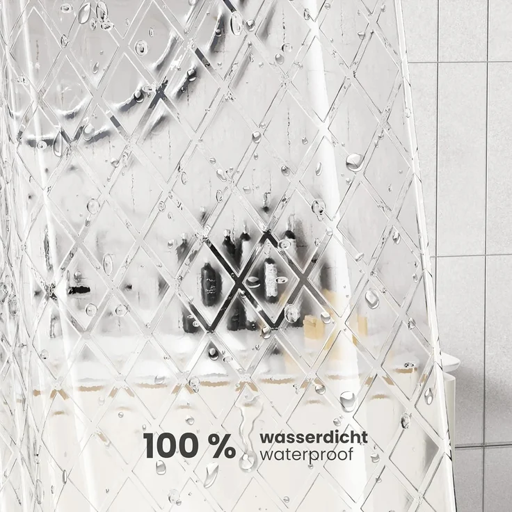 Duschvorhang 3D Rhombus Transparent 100% Eva 180x200cm Wasserdicht Anti Schimmel – Bild 6