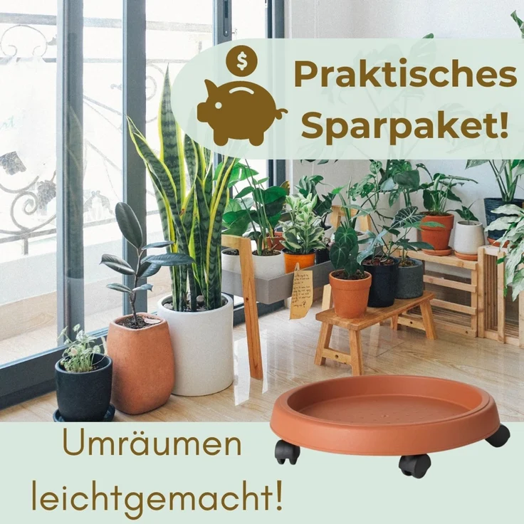 2er Set Pflanzenroller Outdoor Wetterfest Rollbrett Pflanzen Blumentopf Untersetzer mit Rollen Pflanzenroller Rund Blumenroller 30 cm – Bild 6