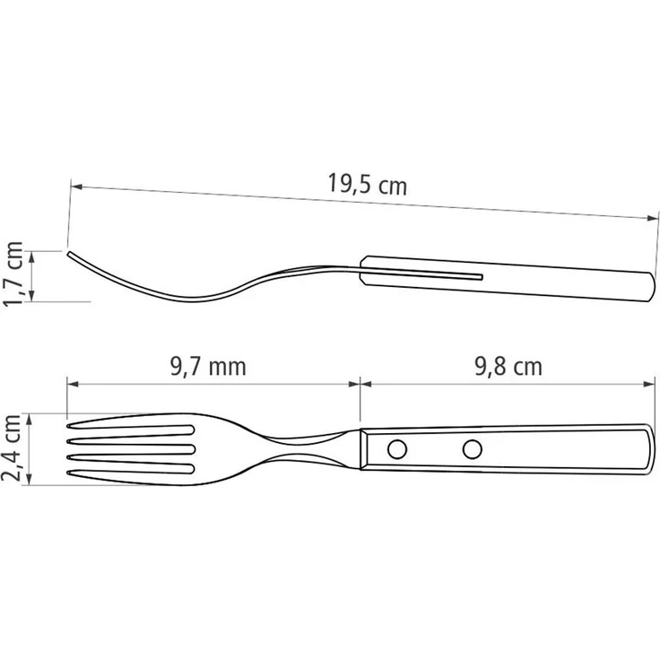 Tramontina Steak- und Pizzagabel 21 cm Edelstahl mit Holzgriff – Bild 4