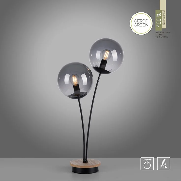 JUST LIGHT 11390-79 Green Widow LED Tischleuchte 2-flammig Holz rauchfarben – Bild 3
