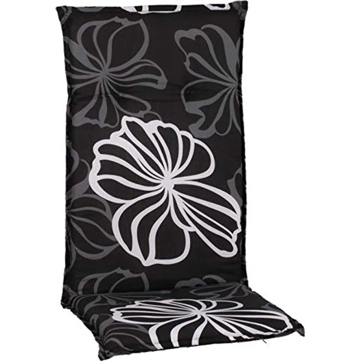 Beo Gartenstuhlauflagen Saumauflage für Hochlehner, Circa 118 x 48 x 6 cm, schwarz mit weißen Blüten – Bild 2