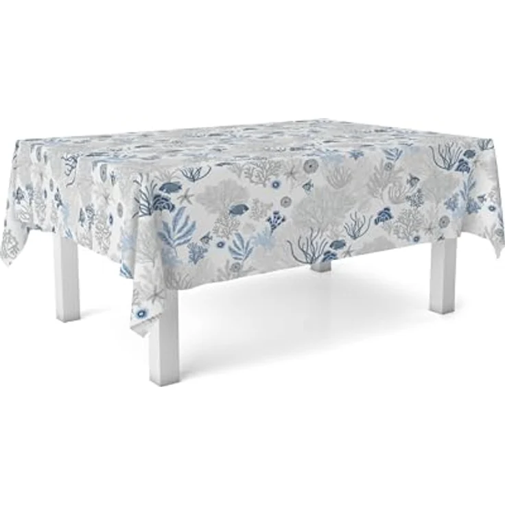 Tischdecke, Wachstuch, Blau, rund – Bild 3