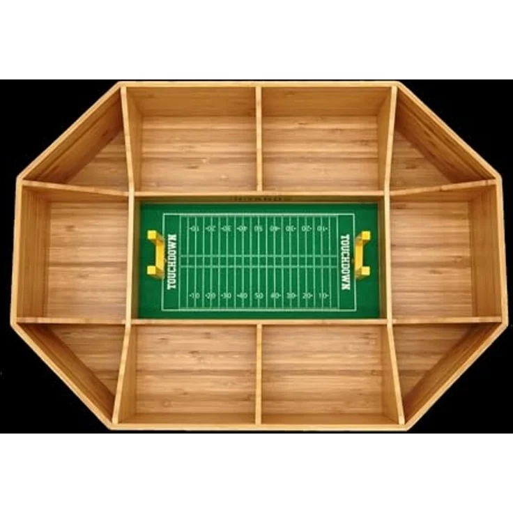 40YARDS Servierschale American Football Snack Stadium aus Bambus Holz + Filz-Spielfeld, Bambus Holz, (12-tlg), Filz-Spielfeld mit Markierungen & 2x Field Goals, Größe: 50 x 36 cm – Bild 7